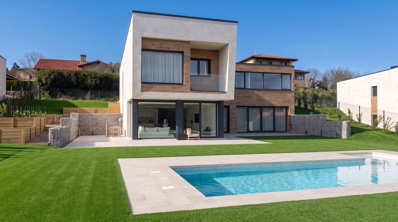 Vivienda con piscina y jardín